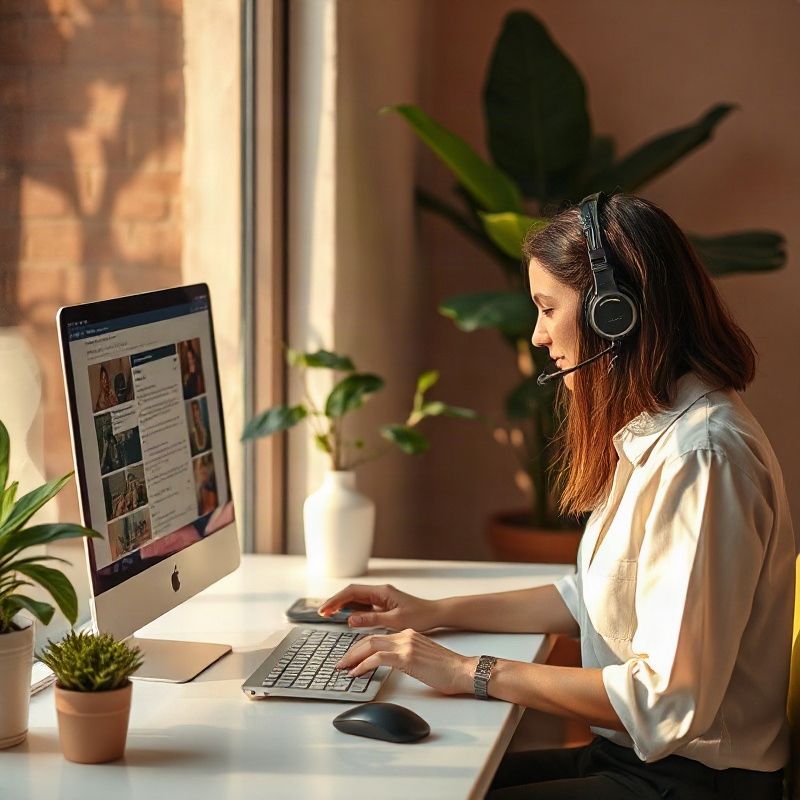 Atendente registrando uma solicitação técnica no computador